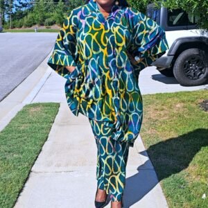 Premium Soft Women's African Adire 2-Piece Top and Pant.  - Image 4