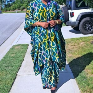 Premium Soft Women's African Adire 2-Piece Top and Pant.  - Image 1