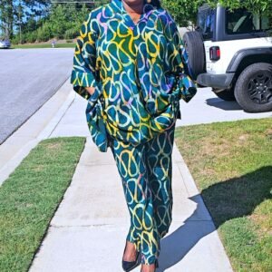 Premium Soft Women's African Adire 2-Piece Top and Pant.  - Image 8