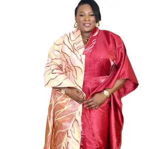 Exquisite Orange Two-Tone Amake African Women's Bubu - Image 3