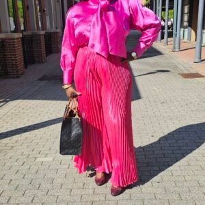 Exclusive 2 Piece Plisse Pants and Bow Tie Top - Image 6