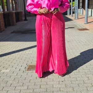 Exclusive 2 Piece Plisse Pants and Bow Tie Top - Image 7