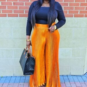 Exclusive Gold Palazzo Plisse Women's Pants. - Image 6