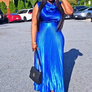 Exclusive Royal Blue Palazzo Plisse Women's Skirt. - Image 3