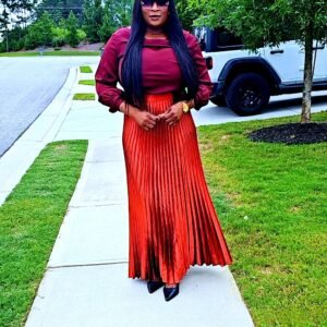 Exclusive Orange Palazzo Plisse Women's Skirt. - Image 4