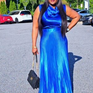 Exclusive Royal Blue Palazzo Plisse Women's Skirt. - Image 2