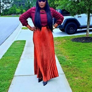 Exclusive Orange Palazzo Plisse Women's Skirt. - Image 2