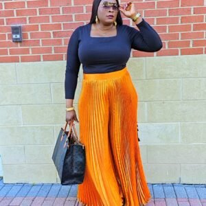 Exclusive Gold Palazzo Plisse Women's Pants. - Image 3