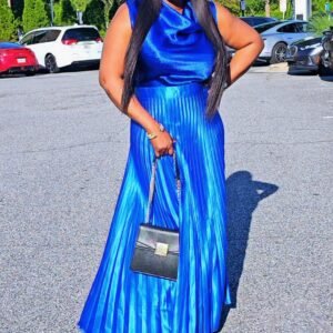 Exclusive Royal Blue Palazzo Plisse Women's Skirt. - Image 4