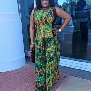 Exclusive 2-Piece Palazo Pants and Front Zip African Adire Set. - Image 2