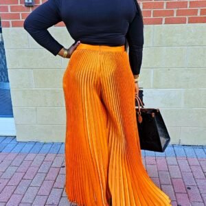 Exclusive Gold Palazzo Plisse Women's Pants. - Image 2