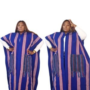 Premium Multi-Color Vintage African Aso-oke Women's Kimono - Image 3
