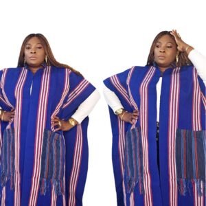 Premium Multi-Color Vintage African Aso-oke Women's Kimono - Image 1