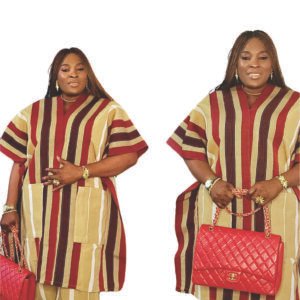 Exquisite Vintage African Aso-oke Burgundy and Cream 2-Piece Women's Set. - Image 2