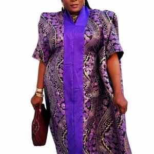 Premium Purple African Brocade Women's Bubu - Image 4