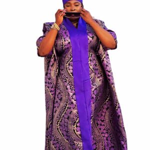 Premium Purple African Brocade Women's Bubu - Image 3