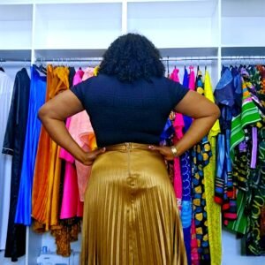Exclusive Gold Palazzo Plisse Women's Skirt. - Image 6