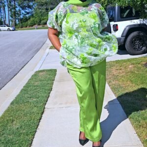 Premium Soft Women's Organza 2-Piece Top and Pant.  - Image 4