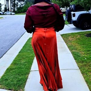 Exclusive Orange Palazzo Plisse Women's Skirt. - Image 3