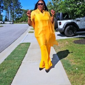 Soft Women's Organza 2 Piece Top and Plisse Pant. - Image 1