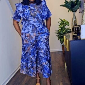 2-Piece African Adire Top and Baggy Pants for Women. - Image 2