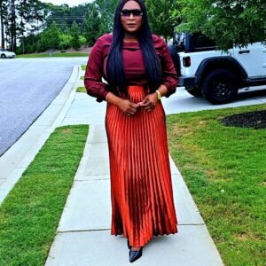 Exclusive Orange Palazzo Plisse Women's Skirt. - Image 1