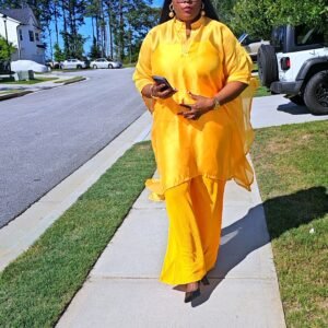 Soft Women's Organza 2 Piece Top and Plisse Pant. - Image 5