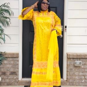 African Women's Yellow Senegalese Kaftan - Image 1