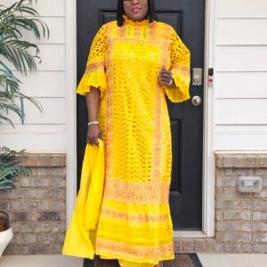 African Women's Yellow Senegalese Kaftan - Image 3