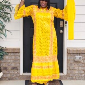 African Women's Yellow Senegalese Kaftan - Image 4