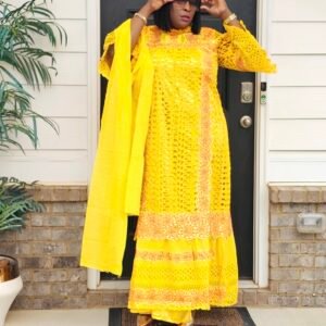 African Women's Yellow Senegalese Kaftan - Image 7