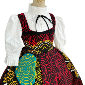 2 Piece Bow Tie Multicolored African Girls Ball Dress. - Image 1