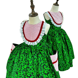 Green and Pink /White Front Strip African Girls Ball Dress. - Image 1