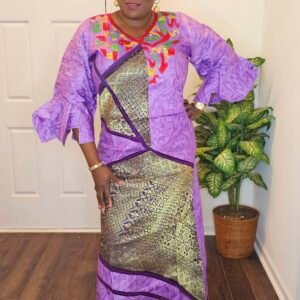 Lilac and Gold Stoned Women's Kaftan - Image 3