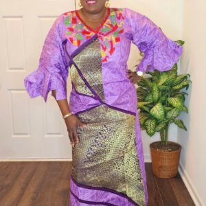 Lilac and Gold Stoned Women's Kaftan - Image 4