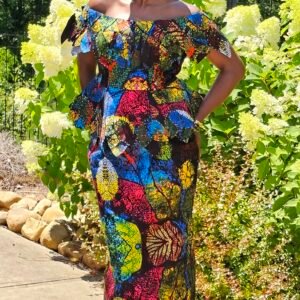 African Print off Shoulder Skirt and Blouse - Image 2
