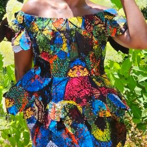 African Print off Shoulder Skirt and Blouse - Image 1