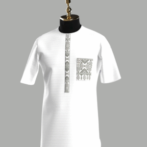 African Men’s 2 Piece Grey monogrammed Set - Image 3