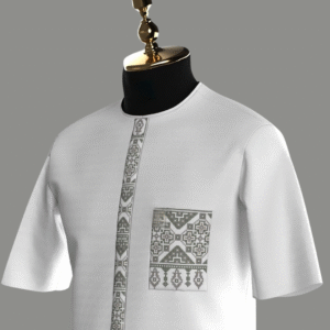 African Men’s 2 Piece Grey monogrammed Set - Image 1