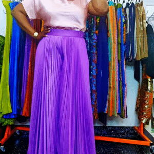 Equisite Purple Palazzo Women's Plisse Pants - Image 3