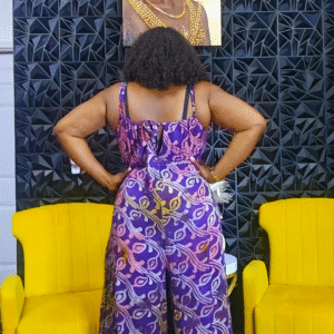 Purple Soft Adire Jumpsuit - Image 3