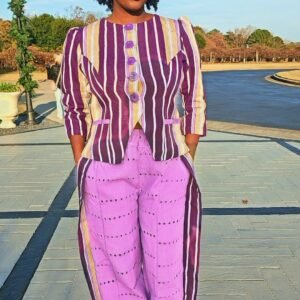 Purple African Aso-Oke Women's Set - Image 9