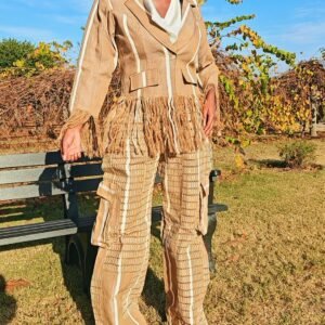 Shreeded African Vintage Blazer and Cargo Pants Set - Image 3