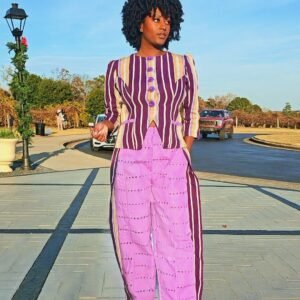 Purple African Aso-Oke Women's Set - Image 1