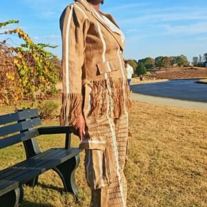 Shreeded African Vintage Blazer and Cargo Pants Set - Image 4