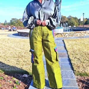 Vintage Green Jawu Africam Aso-oke Women's Pants - Image 3