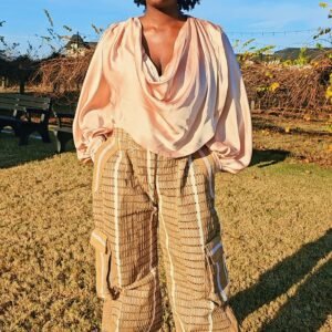 Vintage Sanyan African Women's Aso-Oke Cargo Pants - Image 9