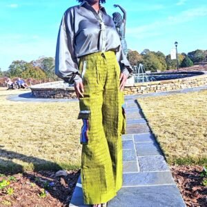 Vintage Green Jawu Africam Aso-oke Women's Pants - Image 1