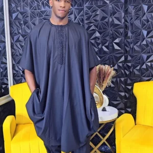African Men’s Wear Swarovski Stoned Danshiki Set - Image 1