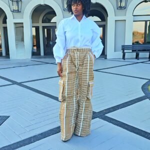 Vintage Sanyan African Women's Aso-Oke Cargo Pants - Image 1